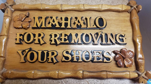 Vintage Hawaiian  Carved Bamboo Mahalo Sign Home, RV  Rare Find Beautiful Gift
