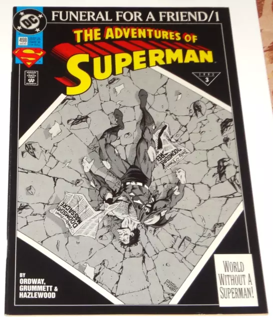 1993 Dc Comics The Adventures Of Superman #498 Vf Funeral For A Friend #1 Issue