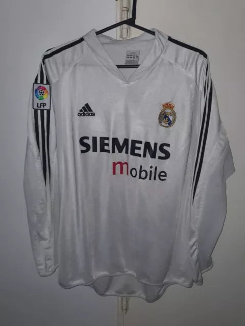 Real Madrid 2005 Home Football Shirt Adidas Long Sleeves Zidane Size Xl Jersey