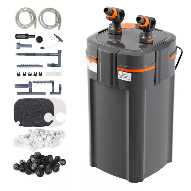 VEVOR 75 Gallon 3 Stage Aquarium Canister Filter 9w UV 264GPH Fish Tank w/ Pump