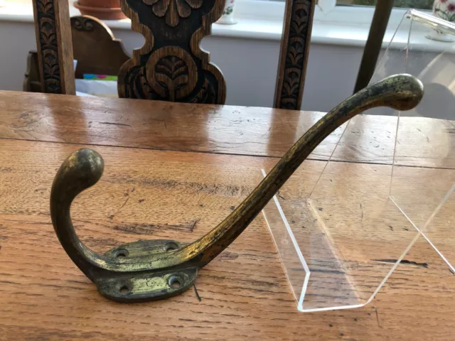 large victorian brass coat hook ( original patina )