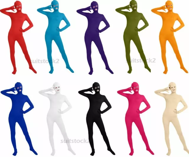 Unisex Spandex Zentai Costumes Suits Black Bodysuit Eyes Mouth Open Tights