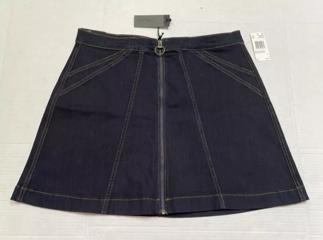 Buffalo David Bitton Women’s Sz 30 Zip-Front Dark Wash Mini Denim Jean Skirt