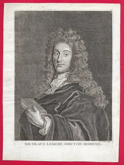 GA30-GRAVURE-18e-NICOLAUS LEMERY-DOCTOR MEDICUS-(1645-1715- CHIMISTE APOTHICAIRE