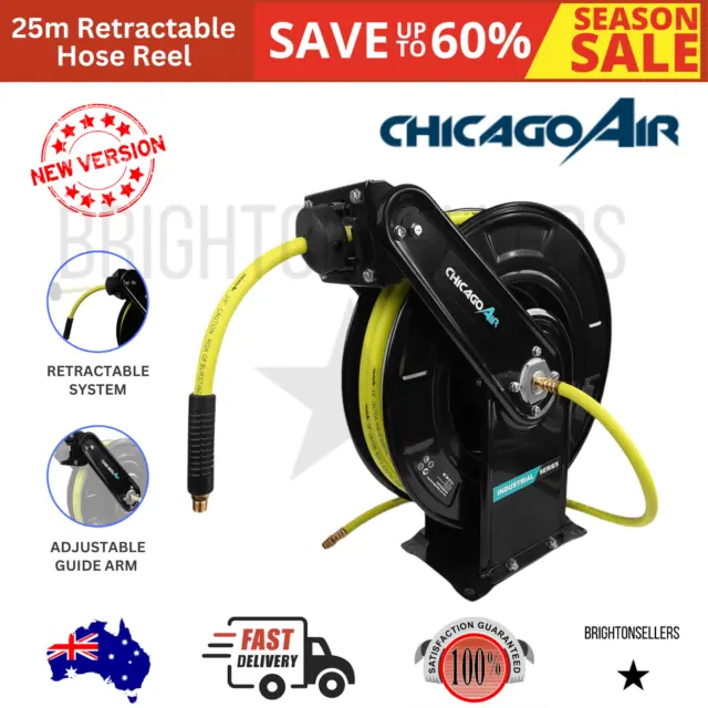 CHICAGO AIR CAHR25 25m Retractable Hose Reel With 3/8” Flexible