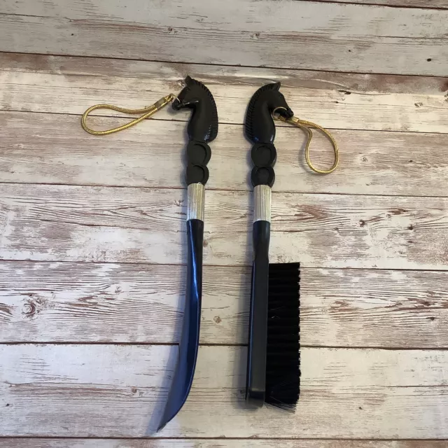 Vintage  Brush & Shoe Horn Horse Head  Equestrian  Set Made In Japan