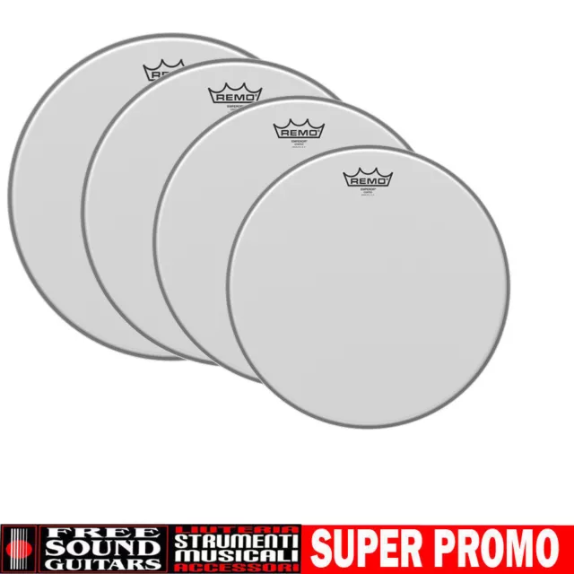 Remo Emperor Set 10" 12" 14" 14" Pelle Coated Sabbiata Batteria Acustica