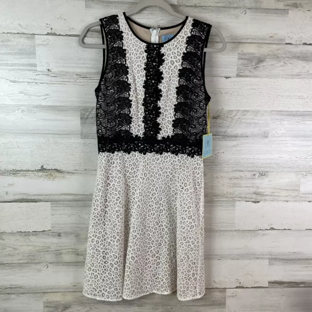 NWT -Cece Black/Ivory Lace Overlay A-Line Dress Sleeveless ~ Size 2 # 7027924