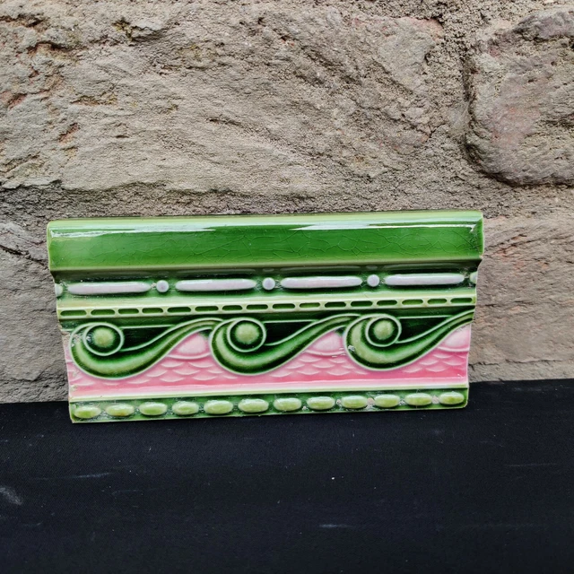 Vintage Architecture Furniture Tile Majolica Art Nouveau Saji Tm Japan CT160 2