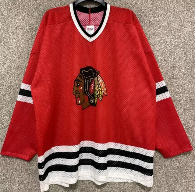 Vintage CCM NHL Mens Chicago Blackhawks Red Mesh Hockey Jersey Size 2XL USA