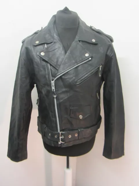 Vintage 80'S Akaso Heavy Leather Marlon Brando Motorcycle Jacket Size 42