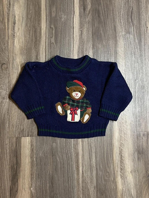 Vintage Toddler Christmas Winter Cardigan Sweater Girls  Boys 12 Month Acrylic