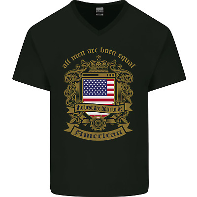 All Men Are Born Equal American America USA Mens V-Neck Cotton T-Shirt