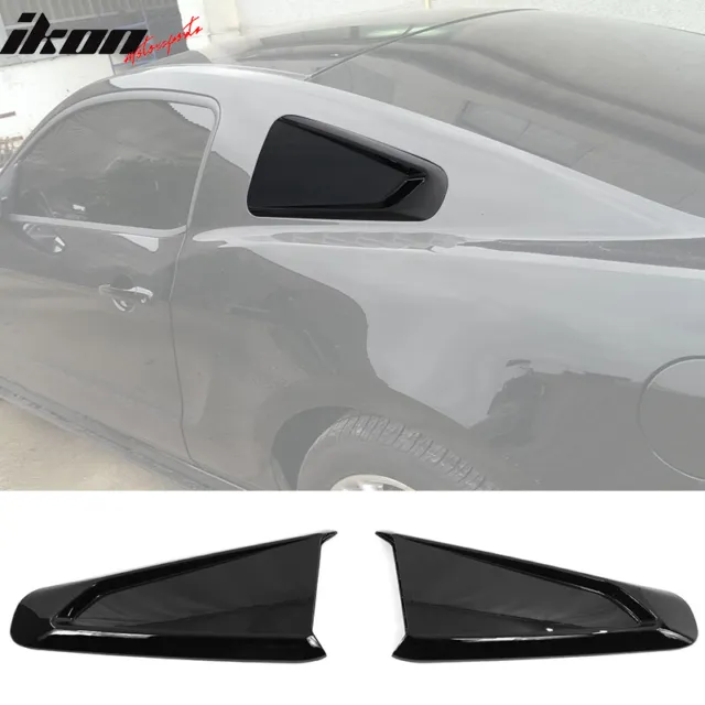Fits 10-14 Ford Mustang IKON Style Side Quarter Window Louver Cover Gloss Black