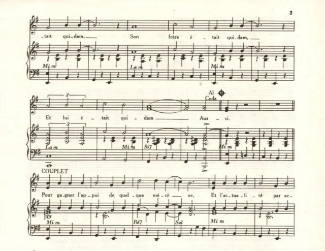 Partition chant piano accordéon gt GF 1957 - Guy BEART - Le quidam - PATACHOU 2