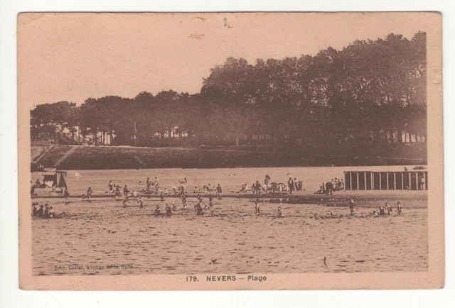 Cpa 58 - Nevers : Plage (Nièvre) Écrite