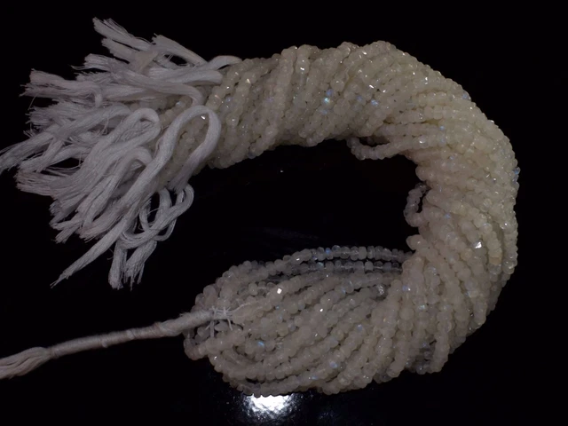 33cm 10 Strand Handgefertigt Natürlich Mondstein Edelstein 4-5 Runde Facettiert
