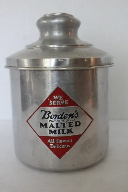 1950s Borden's Malted Milk 8 1/2" Drug Store /Soda Fountain 3 Panel Container