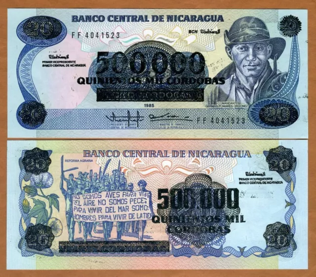 Nicaragua, 500,000 on 20 Cordobas, ND (1990), P-163,  UNC