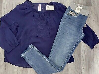 NWT Justice Girls Outfit Embroidered Top/Jeggings Size 10  (D) See Description
