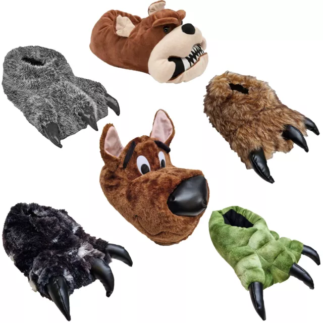 Novelty Slippers Monster Claw Scooby Doo Bear Yetti Big Foot Scary Dinosaur Mens