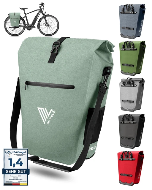 MIVELO 2in1 Fahrradtasche Wasserdicht – Mit Laptopfach, Schultergurt, Für Gepäckträger (Olivgrün)