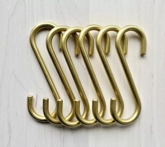 Set of 12, Solid Brass Artistic 'S' HOOKS, Ceiling Hooks, DIY Hooks, Home Décor.