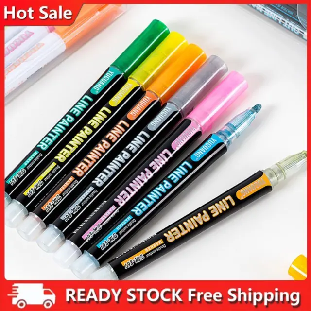 DOUBLE LINE SILVER Anime Pens Assorted Colors DIY Micro Pen Art