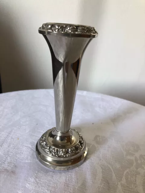 Ianthe Silver Plated Rose Flower Bud Posy Vase Vintage Silver Plated