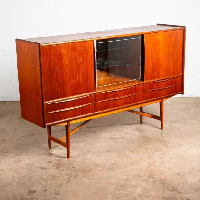 Mid Century Danish Modern Credenza Sideboard Oak Teak Drawers Madsen Bar Glass