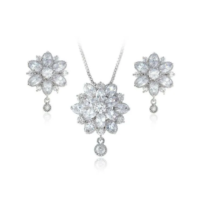 Sunshine Flower Burst Necklace and Earring Jewellery CZ Cubic Zirconia CRYSTALA