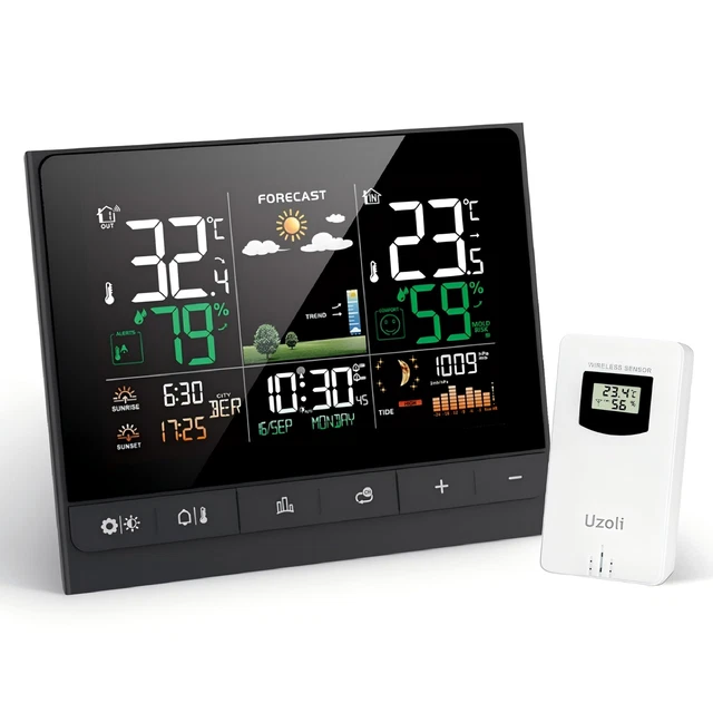 Station Météo Intérieur/Extérieur LIORQUE Sans Fil - Hygromètre, Prévisions, Portée 100m