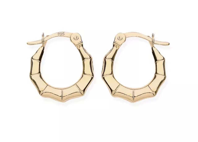 9ct Gold on Silver Creole Hoop Earrings ~ Small Size