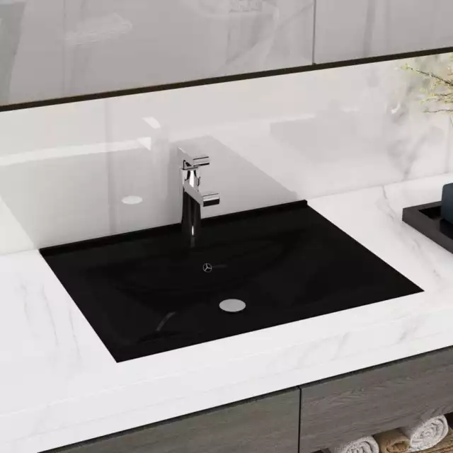 Lavabo avec trou de robinet Noir mat 60x46 cm CÃ©ramique