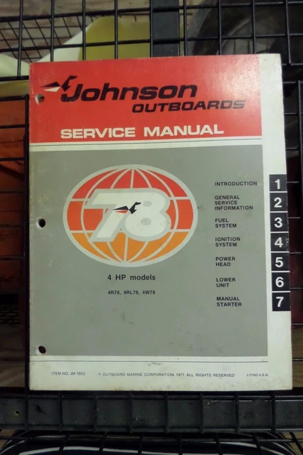 Johnson Outboard Service Manual 4 Hp Jm-7803 (*417Eb)