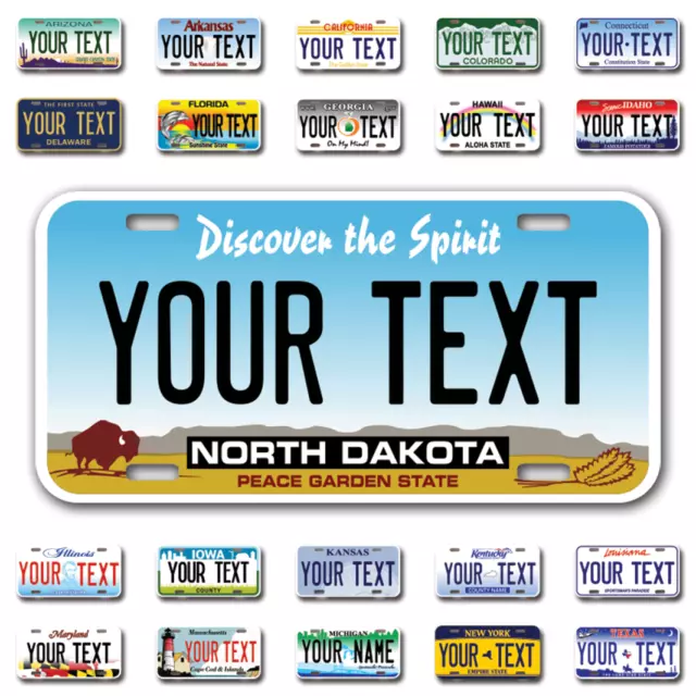 Custom state License Plates with personalized text Car 12x6- Moto 7x4 - Bike 6x3