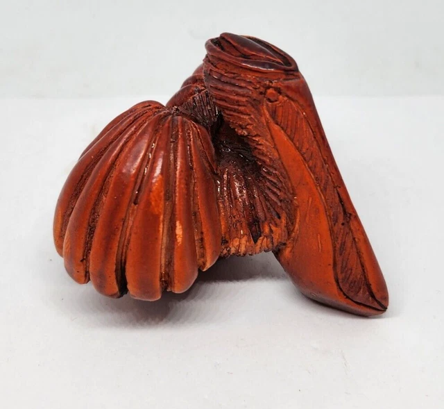 Pelican carved Wood Red figure