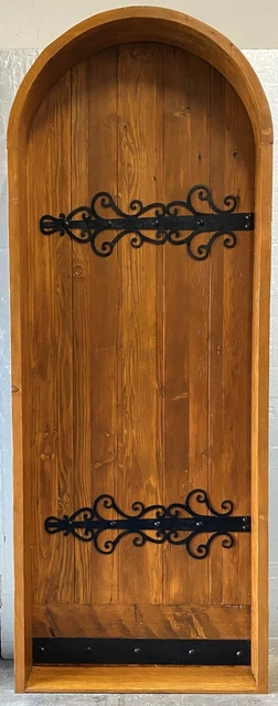 Rustic reclaimed lumber arched door solid wood story book castle winery hardware