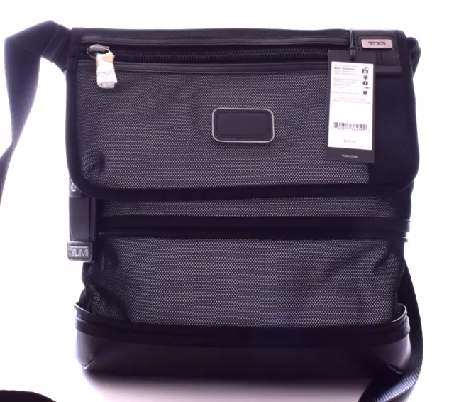 New TUMI Black & Gray Bravo Beale Ballistic Nylon Expandable Crossbody Bag NWT