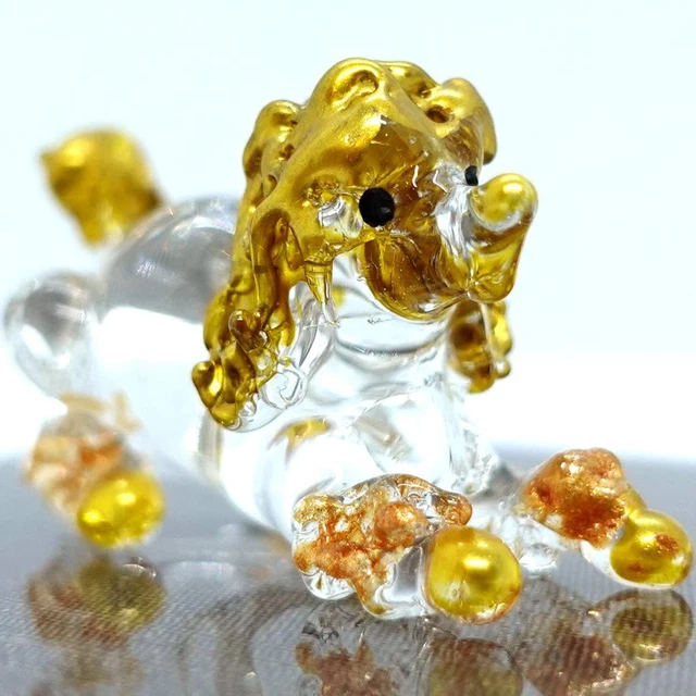 Poodle Miniature Figurines Animals Hand Blown Glass Art Collectible Gift Decorat