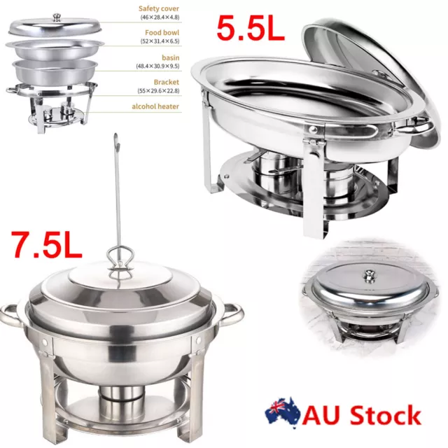 Multi Stainless Steel Bain Marie Chafing Dishes Buffet Food Warmer Pan Heater AU