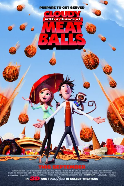 Cloudy with a Chance of Meatballs 2009 Movie Poster 36x24 cartoon Art Silk Print