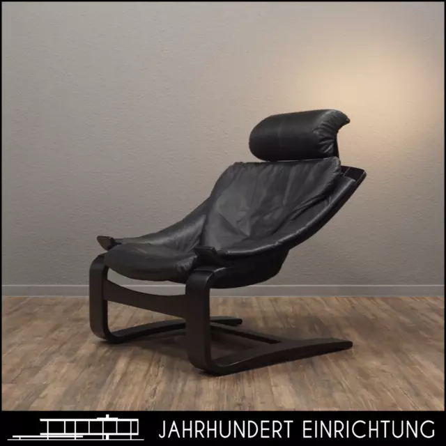 NELO Kroken | Ake Fribytter | Echtleder Sessel Schwarz | Vintage Lounge Chair