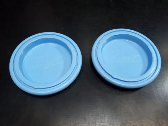 2 BALL CANNING Lids 32 oz Quart Freezer Safe Plastic Storage Jar Twist Lid Blue