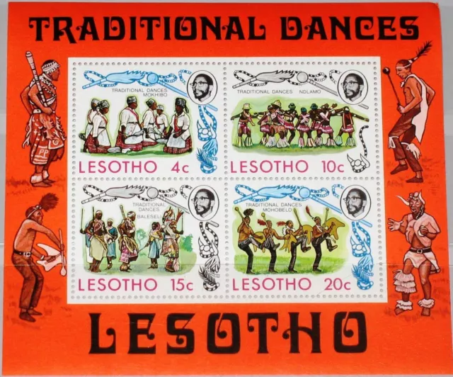 LESOTHO 1975 Block 2 S/S 194a Traditional Dances Tanz Tänzer Music Musik MNH