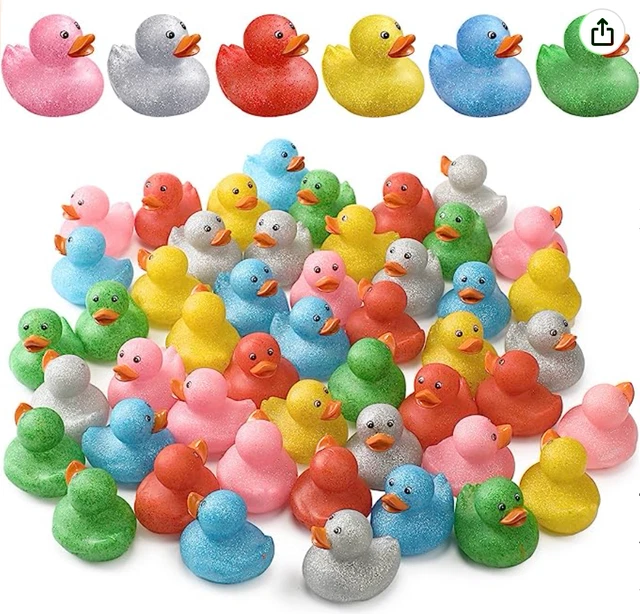 48 Pieces Glitter Rubber Duck Toy 2 Inch Mini Ducks Assortment Rubber Ducky Bath