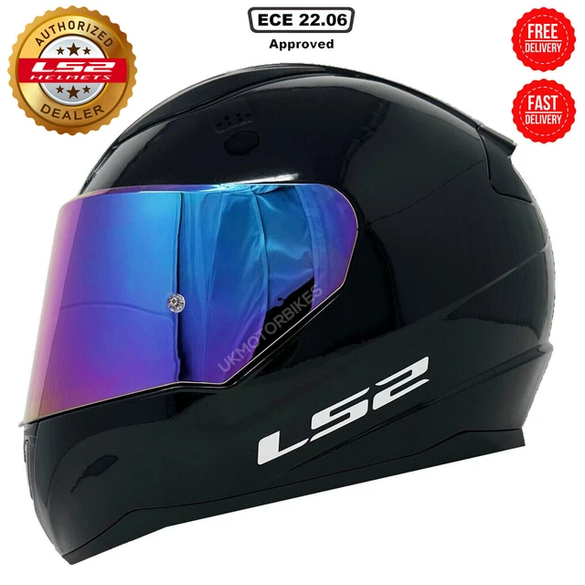 Ls2 Ff353 Rapid Full Face Motorcycle Helmet Gloss Black & Purple Iridium Visor