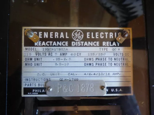 G.E. 12GCX17B22A Reactance Distance Relay 2