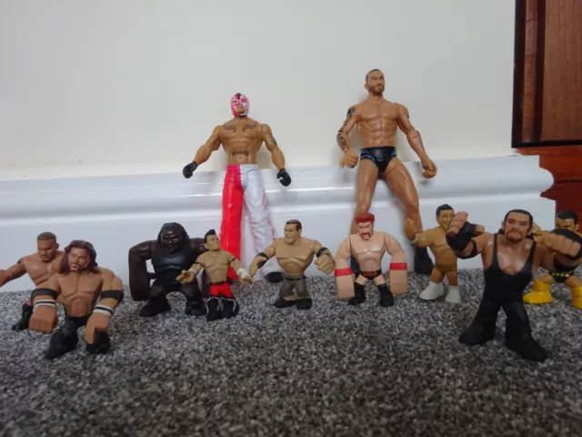 WWE Mattel Wrestling Bundle x 11 Figures including Rumblers 2" Cake Toppers