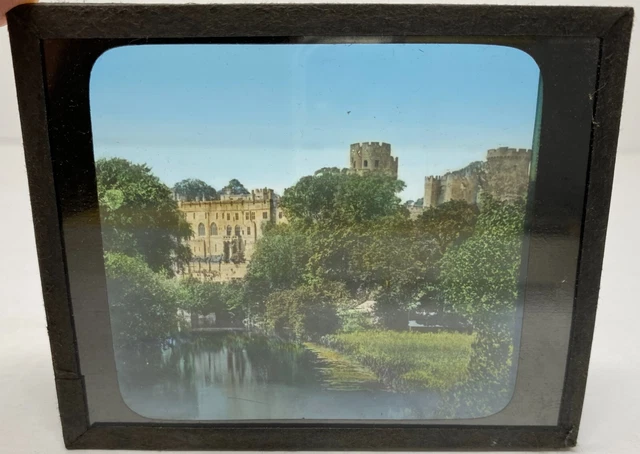 Vtg Magic Lantern Glass Slide Warwick Castle - Warwick, England